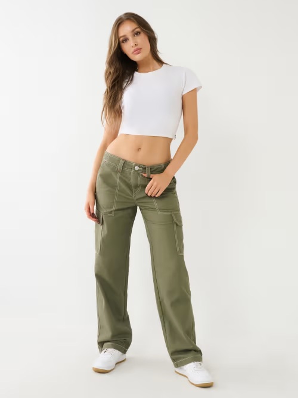NWT True Religion Olive Wide-Leg Cargo Pants 1199